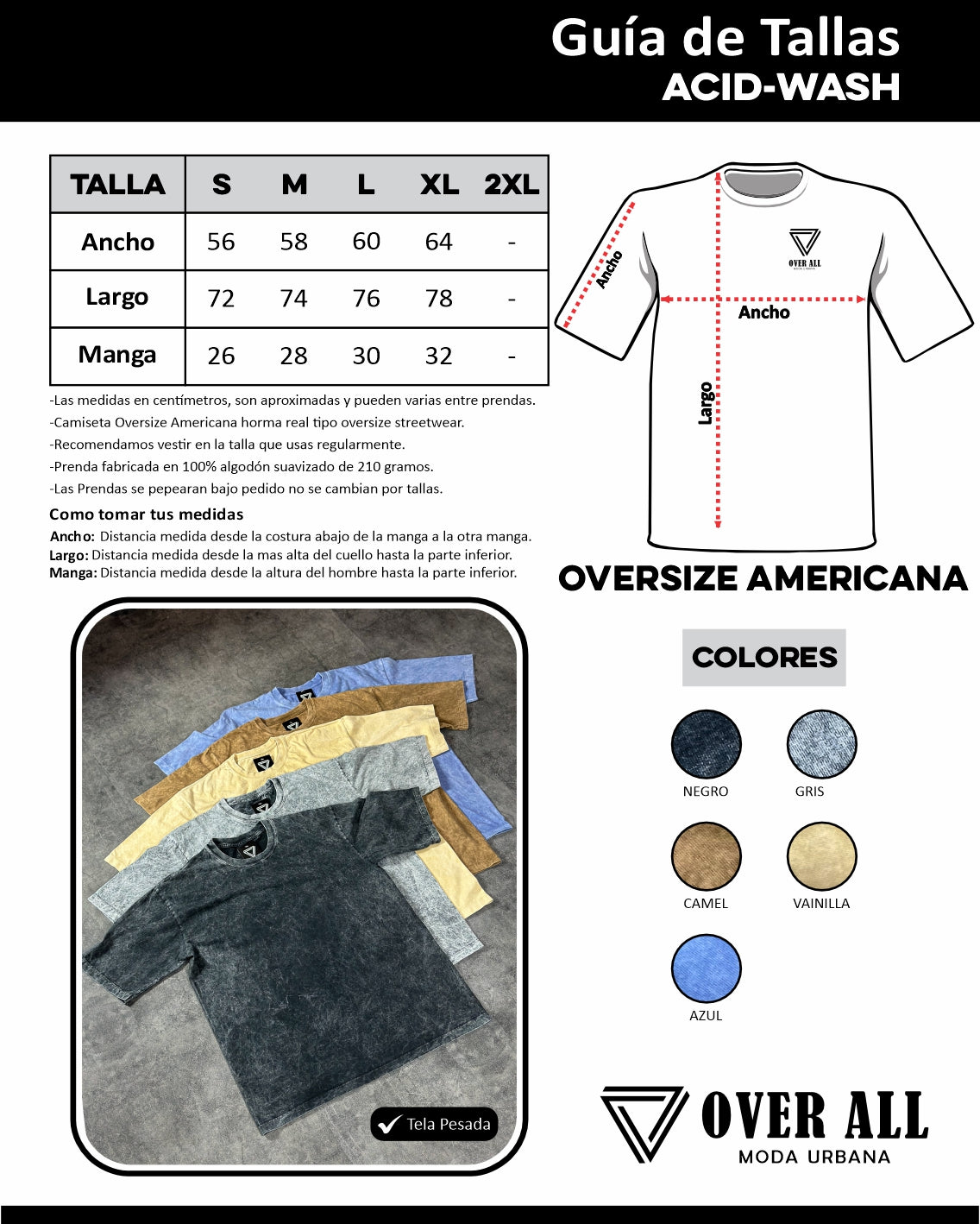 Camiseta Oversize Acidwash Pesada 210 grs